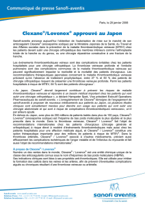 Clexane®/Lovenox® approuvé au Japon