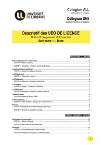 Présentation des UEO d`ouverture - UFR Arts, lettres et langues-Metz