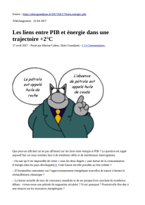 Les liens entre PIB et énergie dans une trajectoire +2°C