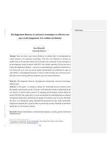 D&eacute;veloppement financier et croissance &eacute;conomique en r&eacute;f&eacute;rence