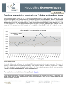 Deuxième augmentation consécutive de l`inflation au Canada en