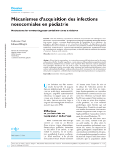 Mécanismes d`acquisition des infections nosocomiales en pédiatrie