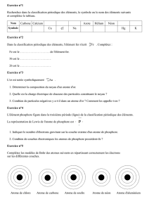 Exercice n°1 Recherchez dans la classification périodique des