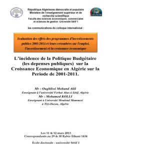 L`incidence de la Politique Budgétaire (les depenses publiques) sur