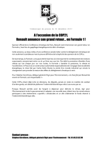 A l`occasion de la COP21, Renault annonce son grand retour… en