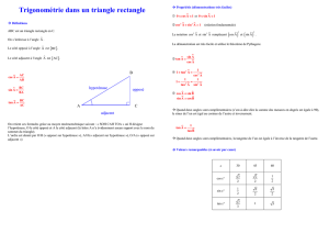 Trigonométrie dans un triangle rectangle