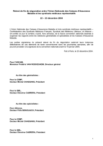 Relevé de fin de négociation entre l`Union Nationale des Caisses d