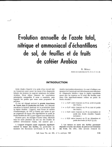 Evolution annuelle de l`azote total nitrique et ammoniacal d