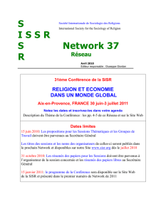 Réseau 37, avril - International Society for the Sociology of Religion