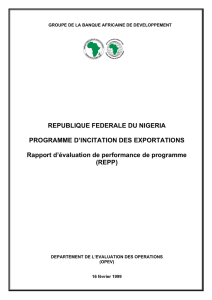 Nigeria: Programme d`incitation des exportations