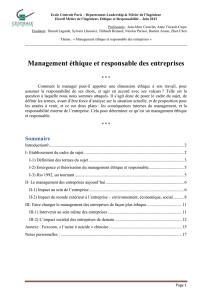 Management éthique et responsable des entreprises