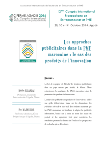 Les approches publicitaires dans la PME marocaine : le cas des