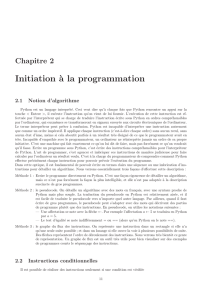 Initiation `a la programmation