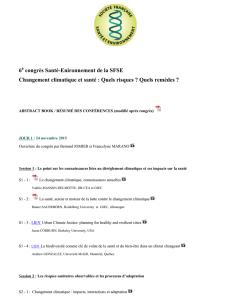 6 congrès Santé-Enironnement de la SFSE Changement climatique