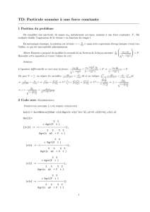 TD: Particule soumise `a une force constante