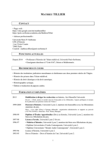 Consulter le CV de TILLIER Mathieu - Université Paris
