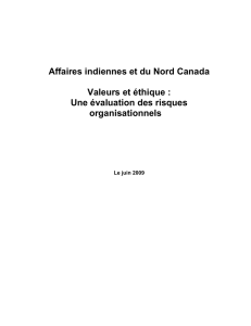 Valeurs et éthique : Une évaluation des risques organisationnels