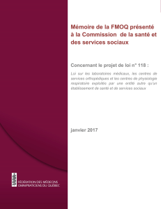 Mémoire de la FMOQ présenté à la Commission de la santé et des
