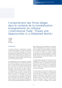 Comportement des firmes belges dans le contexte