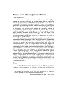 L`éthique du care et les voix différentes de l`enquête