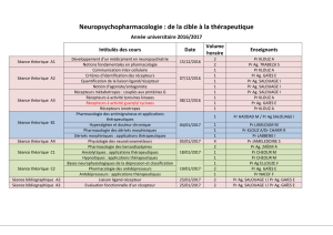 Neuropsychopharmacologie : de la cible à la thérapeutique