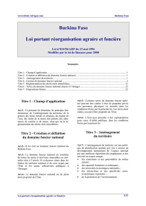 Burkina Faso Loi portant réorganisation agraire et - Droit