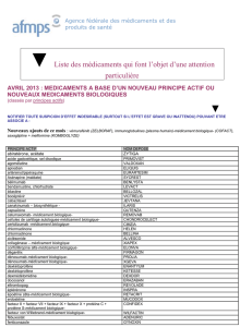 Liste des médicaments qui font l`objet d`une attention particulière