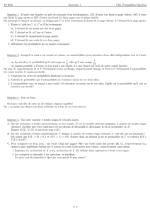 TS 2016 Exercices 1 Ch6. Probabilités Discrètes Exercice 1 : D