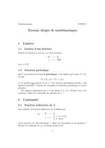 Travaux dirigés de mathématiques 1 Limites 2 Continuité