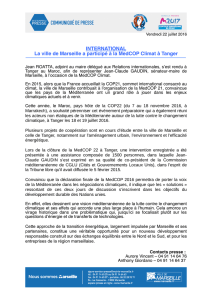INTERNATIONAL La ville de Marseille a participé à la MedCOP