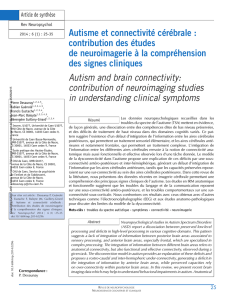 Autisme et connectivit&eacute; c&eacute;r&eacute;brale