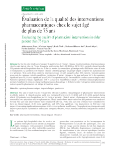 Évaluation de la qualité des interventions pharmaceutiques chez le