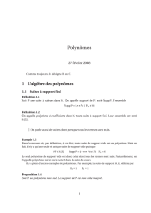 1 L`algèbre des polynômes
