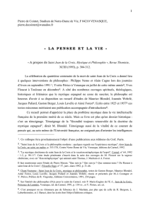 pdf: "La pensée et la vie" - Studium de Notre Dame de Vie