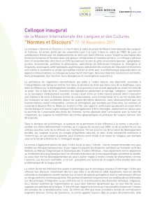 "Normes et Discours" 17-18 Novembre 2011