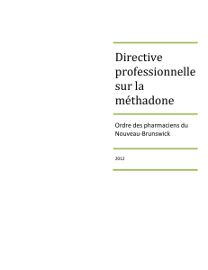 Directive professionnelle sur la méthadone