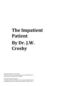 The Impatient Patient By Dr. JW Crosby