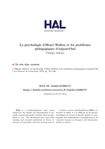 La psychologie d`Henri Wallon et les problèmes pédagogiques d