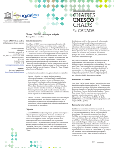 Chaire UNESCO en analyse intégrée des systèmes marins