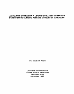 LES DEVOIRS DU MÉDECIN A L`ÉGARD DU PATIENT EN