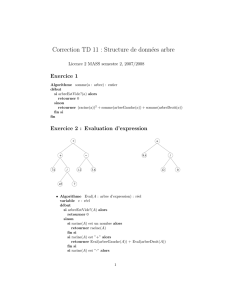Correction TD 11 : Structure de données arbre