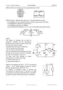 A12-1- Calculer les résistance RAB et RCD équivalentesaux circuits