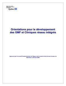 Orientations pour le développement des GMF et