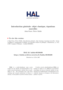 Introduction générale: objet classique, équations nouvelles - Hal-SHS