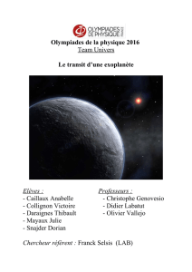 Le transit d`une exoplanète