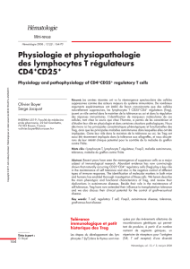 Physiologie et physiopathologie des lymphocytes T régulateurs CD4