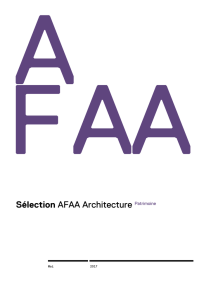 Sélection AFAA Architecture Patrimoine