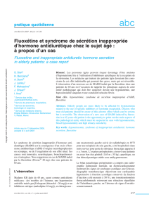 Fluoxétine et syndrome de sécrétion inappropriée d`hormone