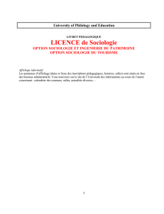 Licence de SOCIOLOGIE - University of Philology and Education