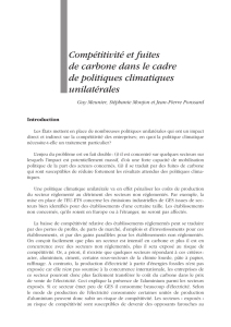 Compétitivité et fuites de carbone dans le cadre de politiques